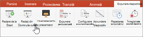 Butonul Redare din diapozitivul curent