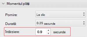 PowerPoint for Mac delay timing menu