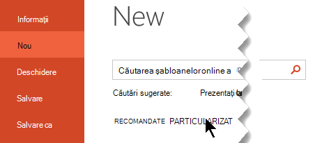 Sub Fișier > nou, selectați opțiunea Particularizat pentru a vedea șabloanele personale