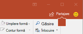 Butonul Partajare în panglica din PowerPoint 2016