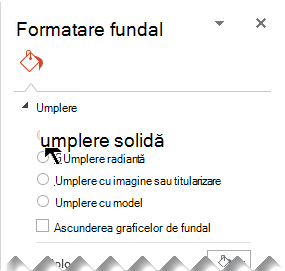 În panoul Formatare fundal, selectați Umplere solidă