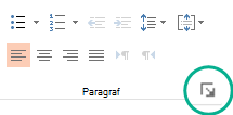 În grupul Paragraf, faceți clic pe butonul lansator din colțul din dreapta jos pentru a deschide caseta de dialog Paragraf