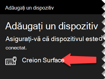 Selectați creionul digital pentru a anunța Windows că doriți să-l conectați prin Bluetooth la computer