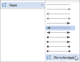 Faceți clic pe Mai multe săgeți pentru a particulariza o linie sau o săgeată