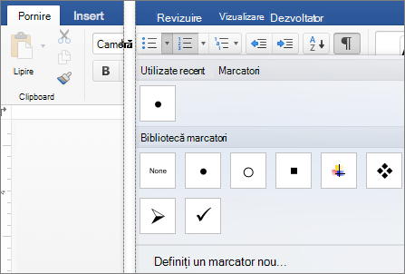 Se afișează fila Pornire cu galeria Marcatori.