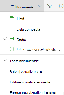Office 365 Modificarea vizualizării bibliotecii de documente