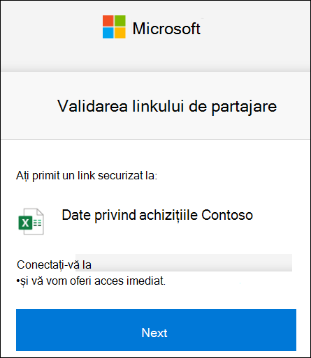 Verificarea linkului de partajare externă OneDrive pentru a vă conecta.
