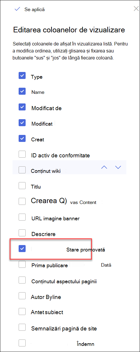 screenshot of Promoted State selected