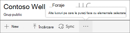 Meniul Bibliotecă de documente onine SharePoint