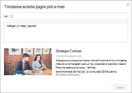 Caseta de dialog Trimitere prin e-mail
