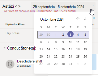 Modificați intervalul de date din planificare în Ture.