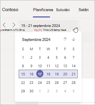 Modificați intervalul de date al vizualizării planificare în Ture.