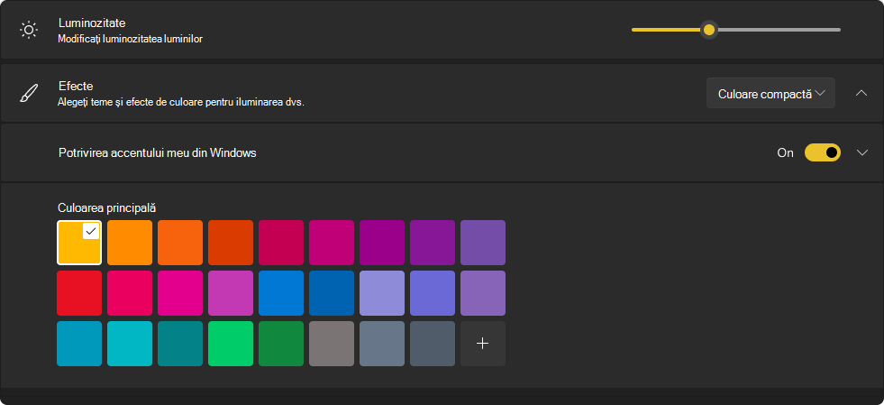Screenshot of Settings - Dynamic Lighting color selection.