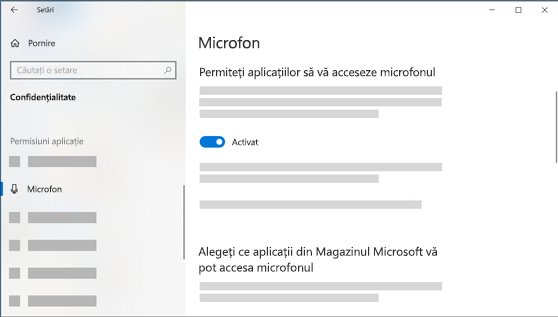 Setările microfonului