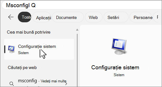 Căutați în MSConfig.