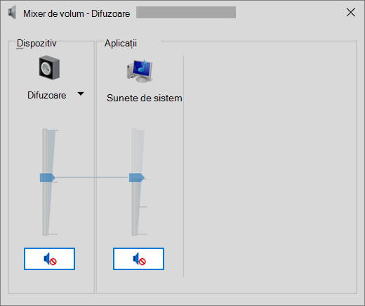 Mixer de volum cu elemente de control de volum dezactivate
