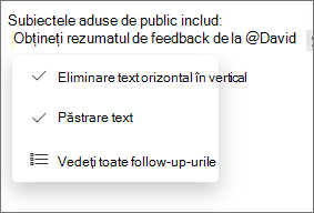 Eliminați sau păstrați textul urmărit.