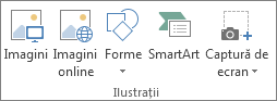 Grupul Ilustrații de pe fila Inserare din Excel