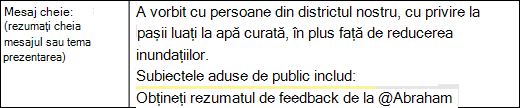 Exemplu de text evidențiat pentru urmărire.