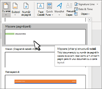 Caseta de dialog Selectare stil antet cu unul selectat