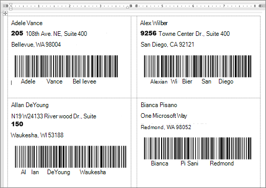 Shot of some labels with address and barcodes