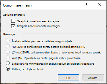 Captură de ecran cu Comprimare imagini