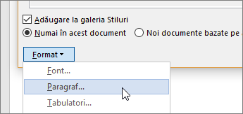 Select Format, and then choose Paragraph