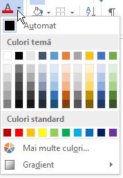 Paletă de culori font