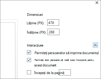 Opțiuni pentru încorporarea unui document Word