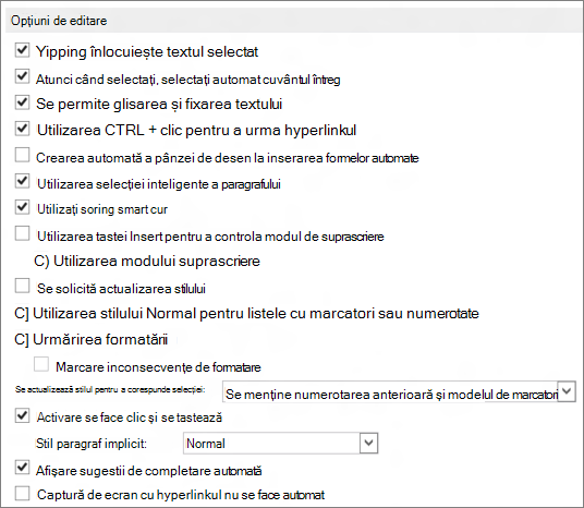 Word 2013 editing options