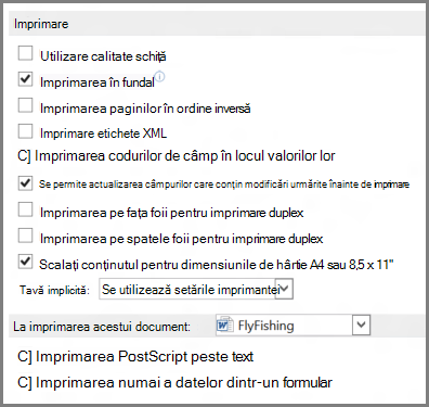 Word 2013 print options