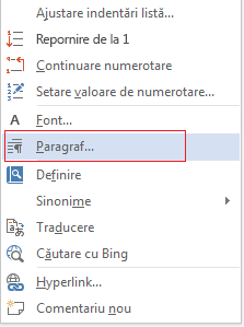 Faceți clic pe opțiunea Paragraf.