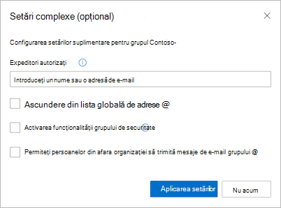 Imaginea setărilor complexe