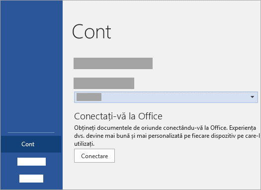Conectați-vă cu contul Microsoft sau contul Office 365 de la locul de muncă sau de la școală.