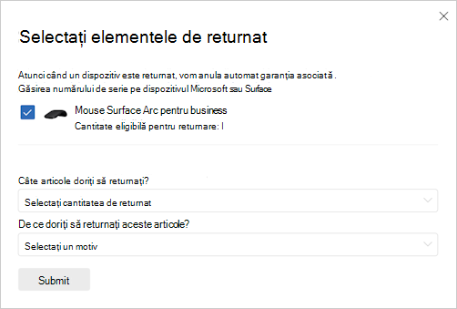 Instantaneu pentru a selecta revenire.