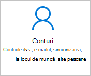 Conturi pe ecranul Setări
