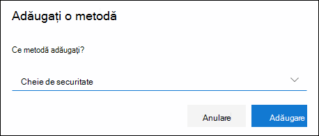 Add method box, with Security key selected