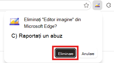 Captură de ecran cu confirmarea eliminării.