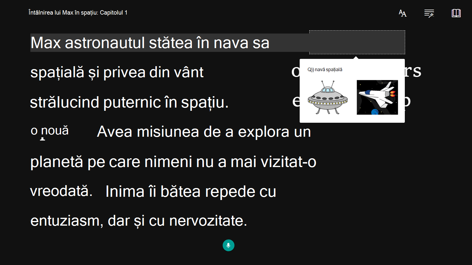 Captură de ecran cu opțiunea de accesibilitate.