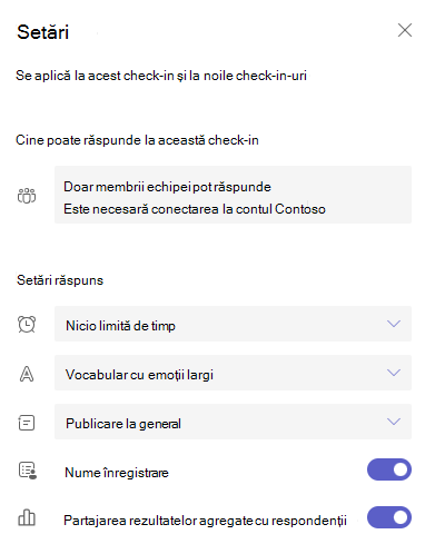 Captură de ecran cu setările.
