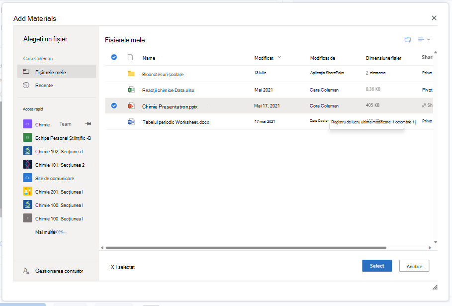 Atașați un document OneDrive la un Editor de teme Brightspace utilizând butonul Atașare.