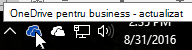 Captură de ecran care arată cursorul trecând peste pictograma OneDrive albastră, cu textul OneDrive pentru business.