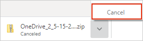 OneDrive anulați dialogul de descărcare