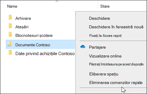 OneDrive - eliminați comanda rapidă în Explorer