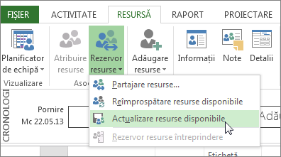 Actualizarea resurselor disponibile după editarea resurselor dintr-un fișier partajor