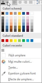 Paletă de culori font