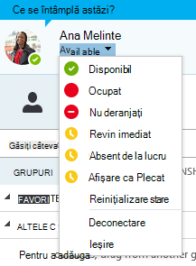 Opțiunile stării de prezență