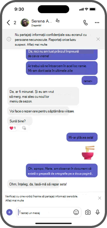 Nu partajați informații confidențiale sau ecranul cu persoane necunoscute. Raportați orice lucru suspect. Aflați mai multe.