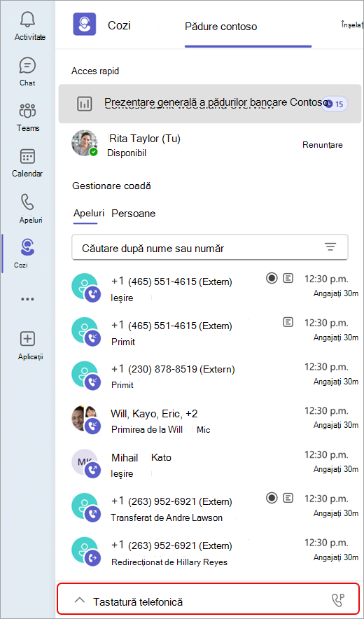 Captură de ecran care arată unde se găsește tastatura telefonică