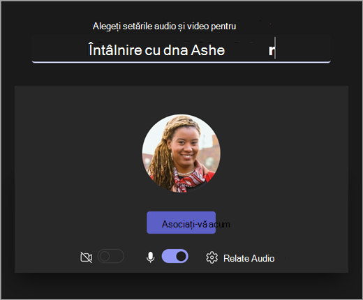 Captură de ecran cu ecranul care se deschide atunci când profesorul începe o întâlnire în Microsoft Teams pentru educație.